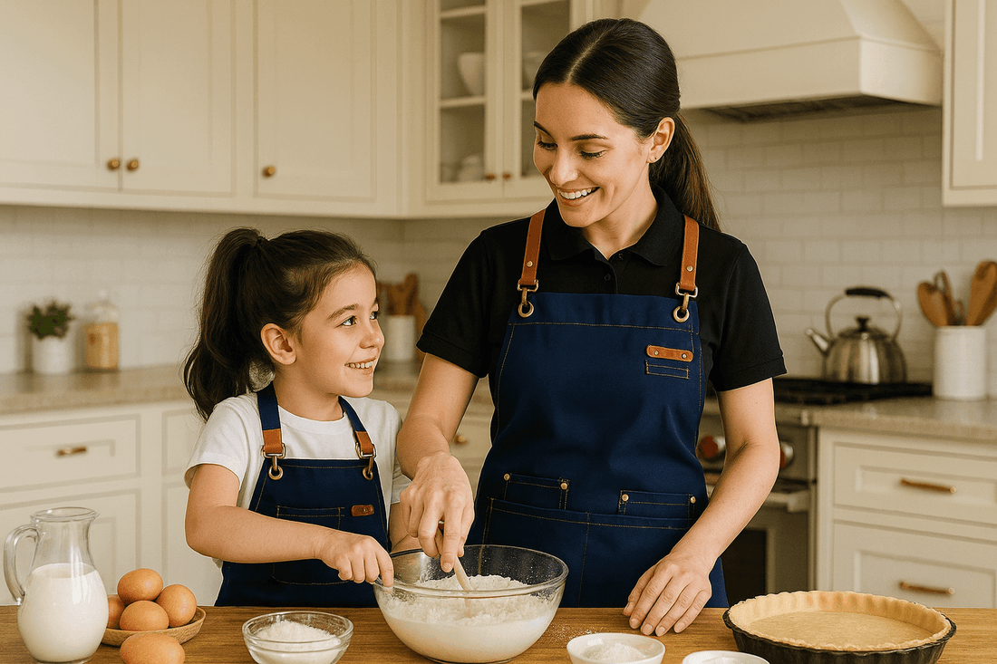 Une idée cadeau utile et originale : mère et fille cuisinant ensemble dans la cuisine