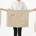 Demi tablier beige imperméable en tissu cuisine avec poches, modèle professionnel unisexe pour serveur