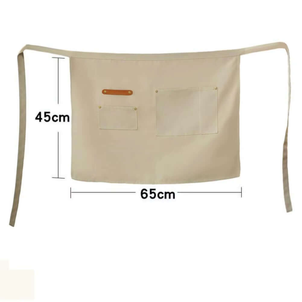 Demi tablier avec poches Tablier en tissu imperméable pour serveur Chef résistant aux taches Tablier de serveur de cuisine de couleur unie pour hommes et femmes