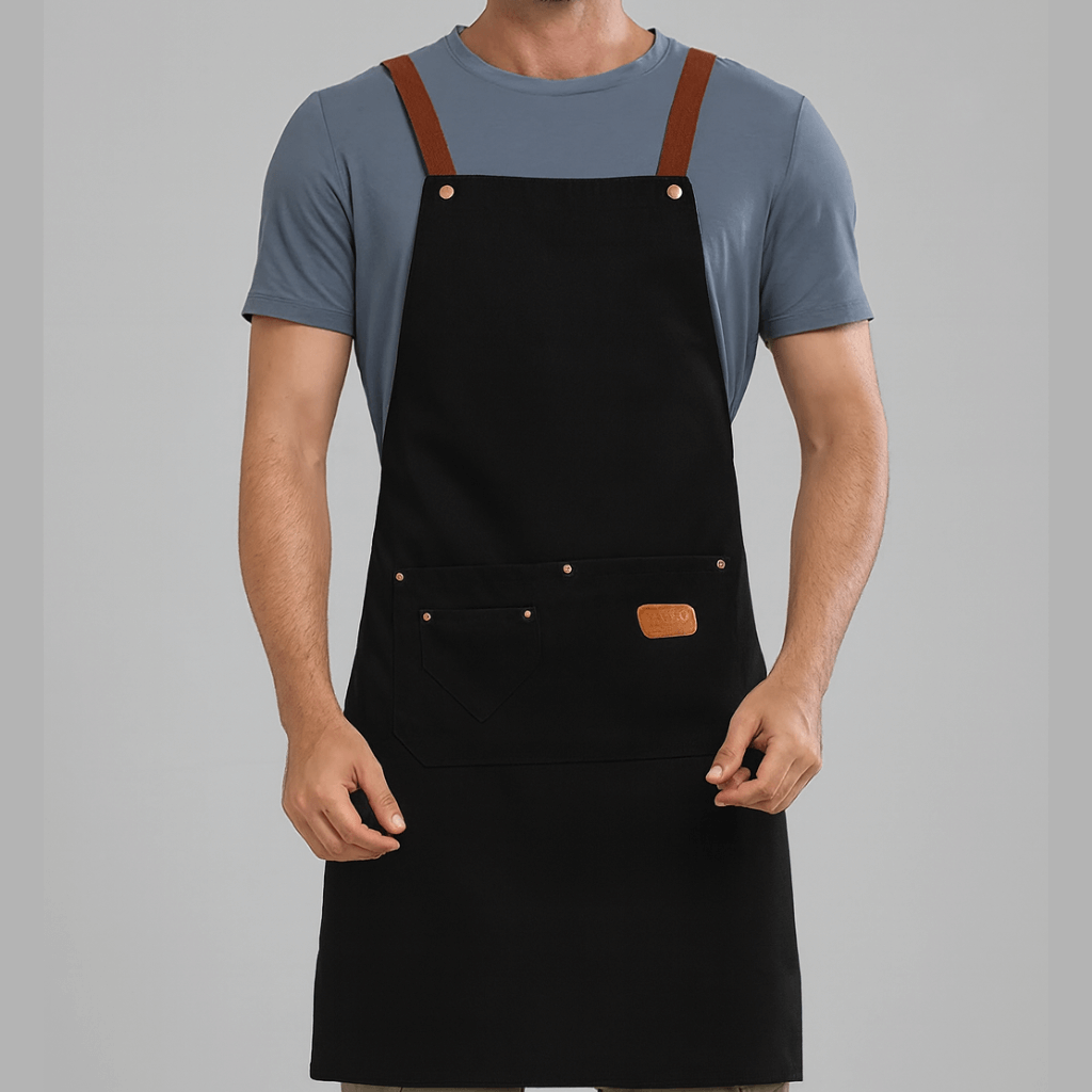 Tablier de cuisine unisexe noir imperméable et réglable pour restaurant et travail professionnel