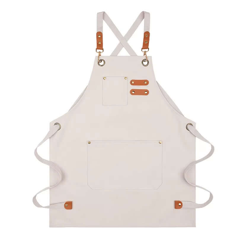 tablier de cuisine enfant en coton et polyester blanc avec bretelles ajustables et poches pratiques pour activités créatives et cuisine
