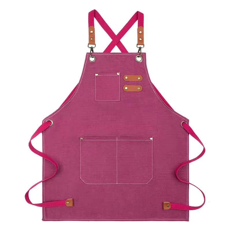 tablier de cuisine enfant en coton et polyester rose avec bretelles ajustables et poches pratiques pour activités créatives et cuisine