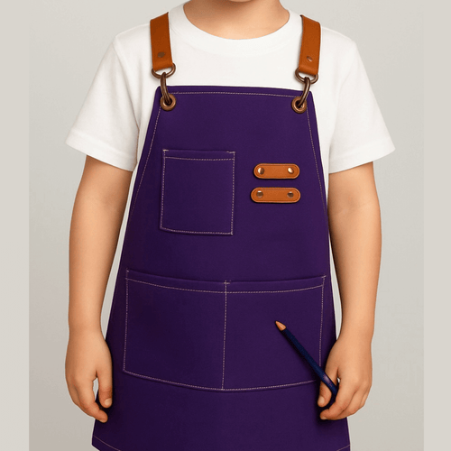 tablier de cuisine enfant en coton et polyester  avec bretelles ajustables et poches pratiques pour activités créatives et cuisine