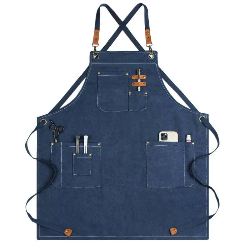 tablier homme imperméable et robuste bleu avec poches pratiques idéal cuisine professionnelle